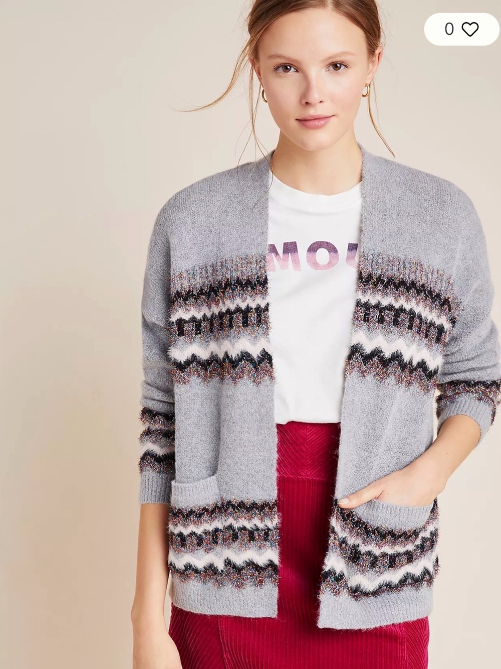 Anthropologie Rosie Zig-Zag Shimmer Cardigan